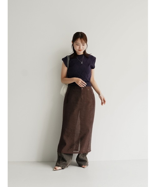 Katrin TOKYO(カトリーントーキョー)の「belted sheer skirt(スカート・レディース・ピンク/アイボリー/ブラウン・XS/FREE)」の9枚目の写真