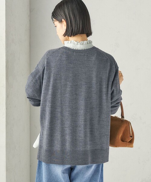 SHIPS(シップス)の「〈手洗い可能〉ウォッシャブル ウール ダブル カフス ニット プルオーバー(ニット/セーター・レディース・ネイビー/ダークグレー/クリーム/ピンク系・ONE SIZE)」の5枚目の写真