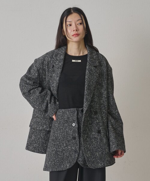 Omekashi(オメカシ)の「ツイードジャコート(テーラードジャケット・レディース・チャコールグレー/ベージュ・38/36)」の7枚目の写真
