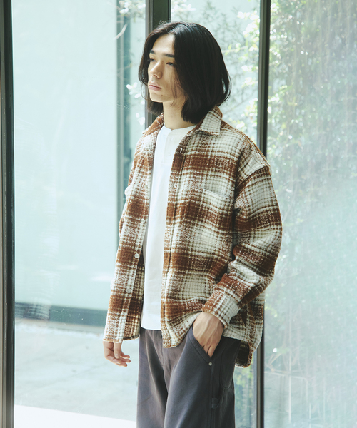 JOURNAL STANDARD（ジャーナルスタンダード）の「TRISECT2 / モコ ネル ファット ワーク シャツ（シャツ/ブラウス・メンズ・ブラウン/アイボリー・MEDIUM/LARGE）」の17枚目の写真