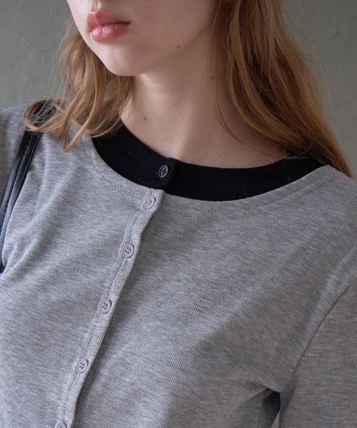 Birthday room（バースデイルーム）の「ダブルレイヤードトップス/Double-layered top（Tシャツ/カットソー・レディース・グレー/ブラック・FREE）」の8枚目の写真