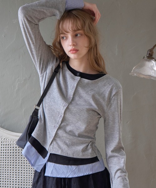 Birthday room（バースデイルーム）の「ダブルレイヤードトップス/Double-layered top（Tシャツ/カットソー・レディース・グレー/ブラック・FREE）」の11枚目の写真