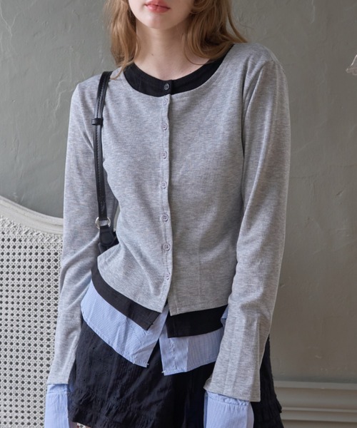 Birthday room（バースデイルーム）の「ダブルレイヤードトップス/Double-layered top（Tシャツ/カットソー・レディース・グレー/ブラック・FREE）」の12枚目の写真