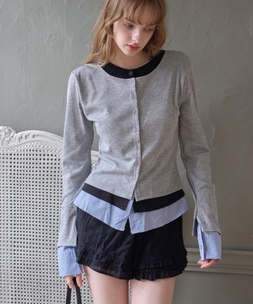 Birthday room（バースデイルーム）の「ダブルレイヤードトップス/Double-layered top（Tシャツ/カットソー・レディース・グレー/ブラック・FREE）」の13枚目の写真