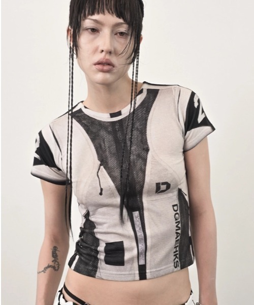 L.H.P(エルエイチピー)の「DOGMA EHKS/ドグマエークス/TROMPE-L'EIL ACTIVEWEAR C-Tee(Tシャツ/カットソー・レディース・グレー・F)」の2枚目の写真