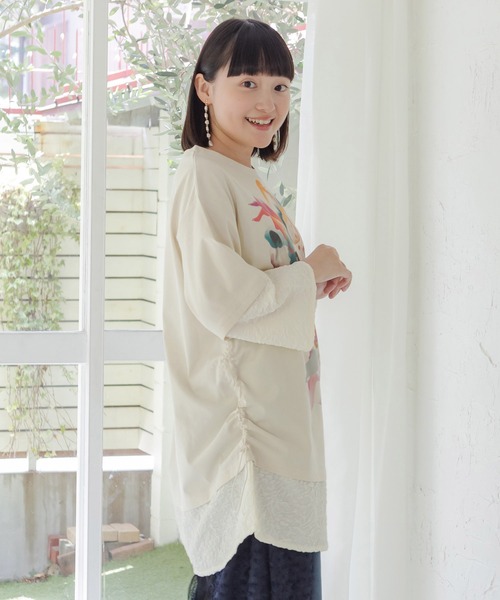 iS ScoLar(イズスカラー)の「563213:抽象柄 ドロスト付き素材切替チュニック(チュニック・レディース・ブラウン/ブラック/アイボリー・M)」の15枚目の写真