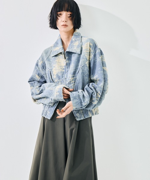 TAAKK(ターク)の「【TAAKK/ターク】DENIM BLOUSON/デニムブルゾン/ウォッシャブル(デニムジャケット・レディース・グレー/ダークインディゴブルー・1)」の11枚目の写真