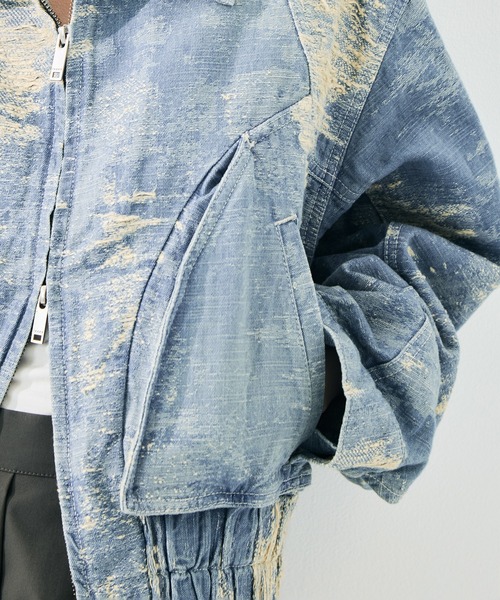 TAAKK(ターク)の「【TAAKK/ターク】DENIM BLOUSON/デニムブルゾン/ウォッシャブル(デニムジャケット・レディース・グレー/ダークインディゴブルー・1)」の3枚目の写真