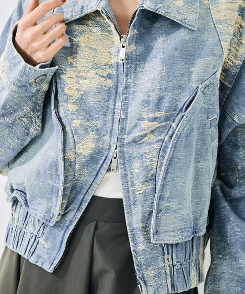 TAAKK(ターク)の「【TAAKK/ターク】DENIM BLOUSON/デニムブルゾン/ウォッシャブル(デニムジャケット・レディース・グレー/ダークインディゴブルー・1)」の4枚目の写真