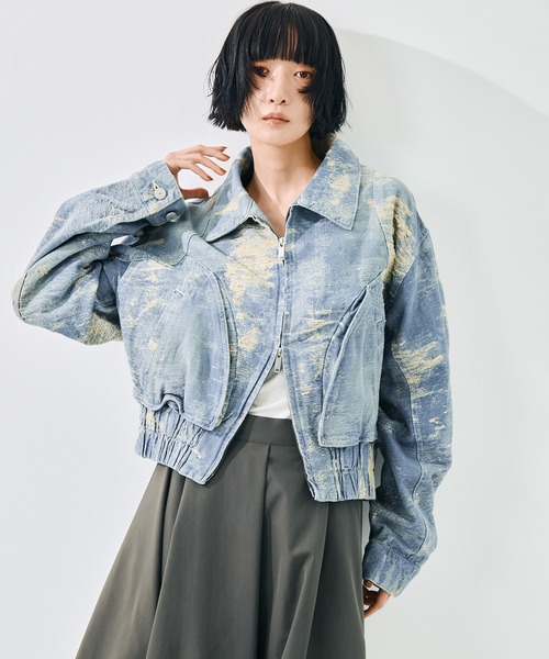 TAAKK(ターク)の「【TAAKK/ターク】DENIM BLOUSON/デニムブルゾン/ウォッシャブル(デニムジャケット・レディース・グレー/ダークインディゴブルー・1)」の7枚目の写真