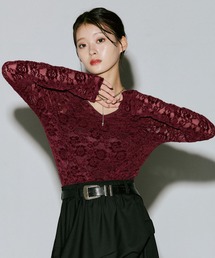 PAGEBOY | ベロアレース2WAYロングスリーブ【前後2WAY】(Tシャツ/カットソー)
