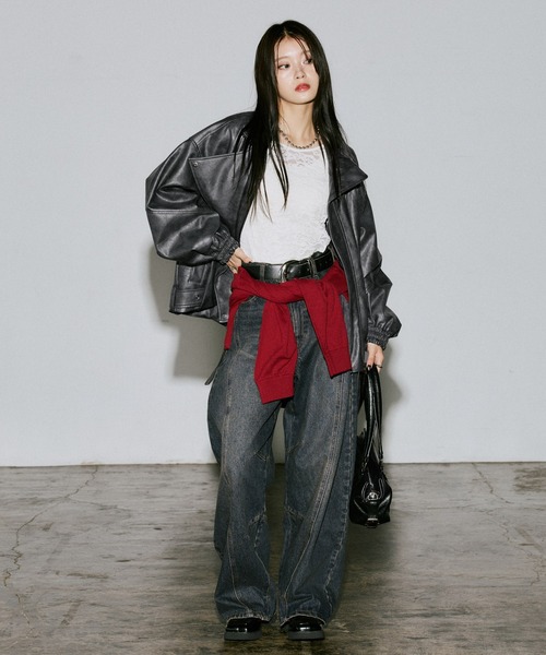 PAGEBOY(ページボーイ)の「ベロアレース2WAYロングスリーブ【前後2WAY】(Tシャツ/カットソー・レディース・ローズ/ターコイズブルー/オフホワイト/ブラック・FREE)」の9枚目の写真