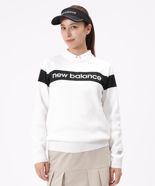 New Balance Golf（ニューバランスゴルフ）の「ラメロゴ クルーネック ニット プルオーバー (WOMENS)（ニット/セーター・レディース・ホワイト/ブラック/ベージュ系その他2・LARGE/MEDIUM/SMALL）」の2枚目の写真