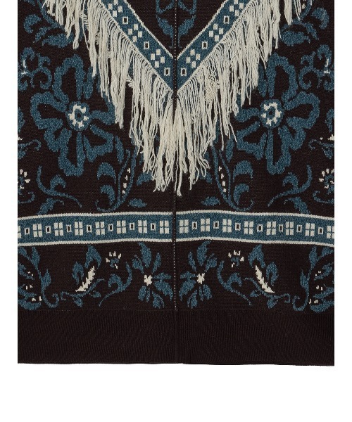 Ameri(アメリ)の「2WAY FLOWER PATTERN FRINGE KNIT VEST(ベスト・レディース・ブルー/ブラウン/グレー・FREE)」の10枚目の写真