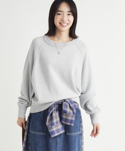 HONEYSUCKLE ROSE(ハニーサックルローズ)の「《柔らかな着心地/体型カバー》スウェットライクニット(ニット/セーター・レディース・グリーン/レッド系1/ライトグレー/ライトイエロー系・03/05/04)」の5枚目の写真