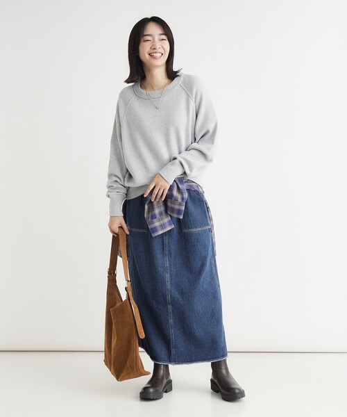 HONEYSUCKLE ROSE(ハニーサックルローズ)の「《柔らかな着心地/体型カバー》スウェットライクニット(ニット/セーター・レディース・グリーン/レッド系1/ライトグレー/ライトイエロー系・03/05/04)」の8枚目の写真