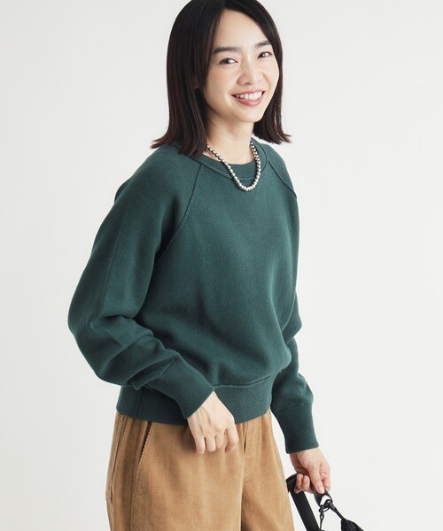 HONEYSUCKLE ROSE(ハニーサックルローズ)の「《柔らかな着心地/体型カバー》スウェットライクニット(ニット/セーター・レディース・グリーン/レッド系1/ライトグレー/ライトイエロー系・03/05/04)」の10枚目の写真