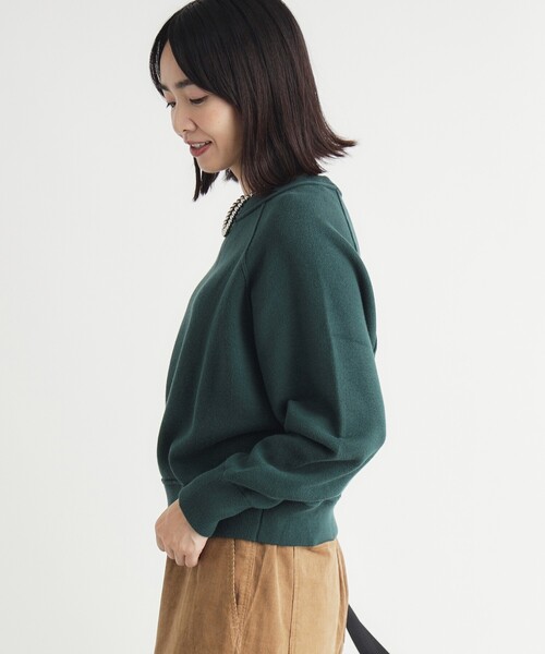 HONEYSUCKLE ROSE(ハニーサックルローズ)の「《柔らかな着心地/体型カバー》スウェットライクニット(ニット/セーター・レディース・グリーン/レッド系1/ライトグレー/ライトイエロー系・03/05/04)」の11枚目の写真