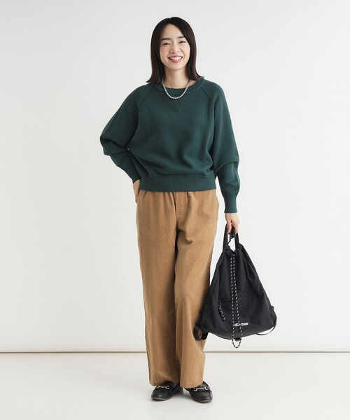 HONEYSUCKLE ROSE(ハニーサックルローズ)の「《柔らかな着心地/体型カバー》スウェットライクニット(ニット/セーター・レディース・グリーン/レッド系1/ライトグレー/ライトイエロー系・03/05/04)」の13枚目の写真