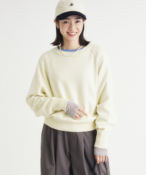HONEYSUCKLE ROSE(ハニーサックルローズ)の「《柔らかな着心地/体型カバー》スウェットライクニット(ニット/セーター・レディース・グリーン/レッド系1/ライトグレー/ライトイエロー系・03/05/04)」の15枚目の写真