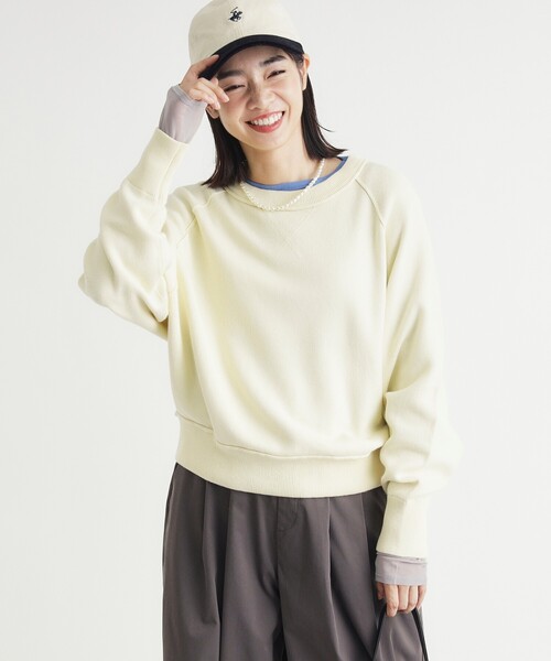 HONEYSUCKLE ROSE(ハニーサックルローズ)の「《柔らかな着心地/体型カバー》スウェットライクニット(ニット/セーター・レディース・グリーン/レッド系1/ライトグレー/ライトイエロー系・03/05/04)」の16枚目の写真