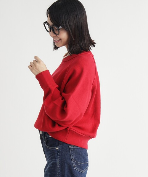 HONEYSUCKLE ROSE(ハニーサックルローズ)の「《柔らかな着心地/体型カバー》スウェットライクニット(ニット/セーター・レディース・グリーン/レッド系1/ライトグレー/ライトイエロー系・03/05/04)」の22枚目の写真