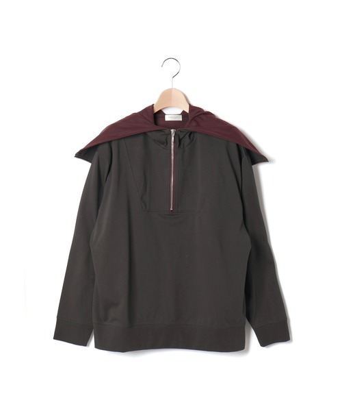 LIBERCORE par BEBE（リベルコアパルベベ）の「BIGセーラーカラープレーティング天竺フーディー親子お揃い 大人(140~175cm)（Tシャツ/カットソー・レディース・グリーン/グレー・L/M/S）」の2枚目の写真
