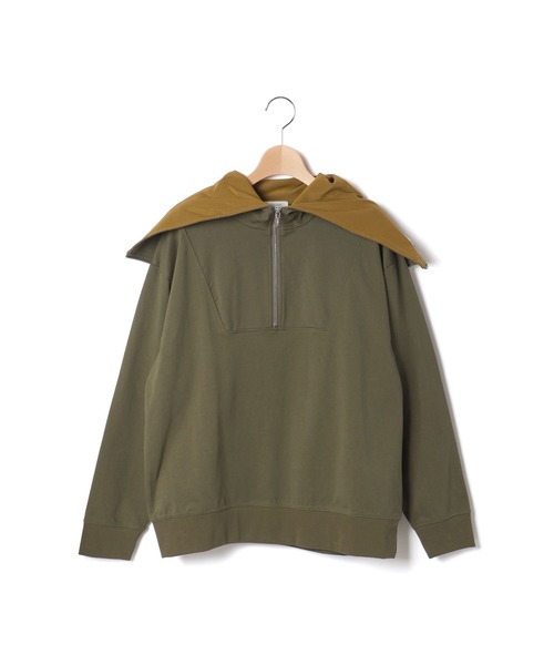LIBERCORE par BEBE（リベルコアパルベベ）の「BIGセーラーカラープレーティング天竺フーディー親子お揃い 大人(140~175cm)（Tシャツ/カットソー・レディース・グリーン/グレー・L/M/S）」の12枚目の写真