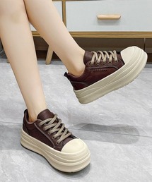 厚底ローカットスニーカー配色レディース靴