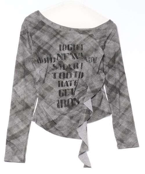 Figments(フィグメンツ)の「グランジヘムトップ(Tシャツ/カットソー・レディース・グレー/ブラック・FREE)」の2枚目の写真