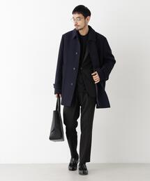 「NEW ON COAT」ウール/Nショートステンカラーコート