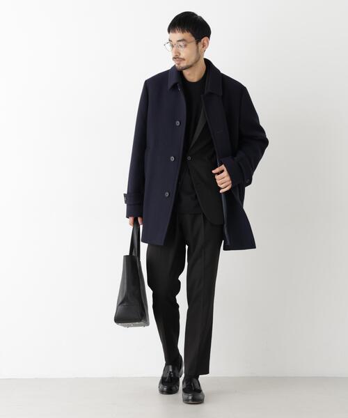 NANO universe(ナノユニバース)の「「NEW ON COAT」ウール/Nショートステンカラーコート(ステンカラーコート・メンズ・ネイビー/ブラウン系その他4・S/M/L)」の1枚目の写真