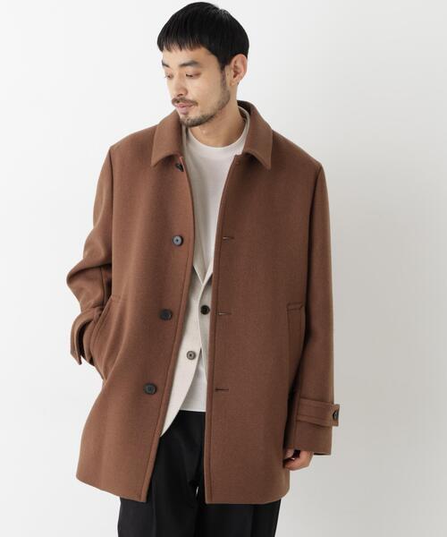 NEW ON COAT」ウール/Nショートステンカラーコート（ステンカラー