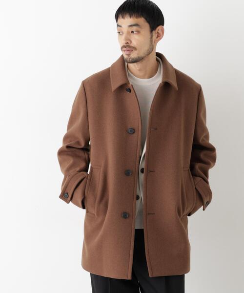 ナノユニバース❤︎ノーカラーショートコート NEW ON COAT」ウール/Nショートステンカラーコート（ステンカラー