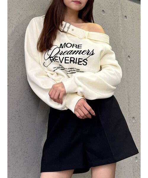 MURUA(ムルーア)の「オフショルスウェットトップス 冬服(スウェット・レディース・グレー/アイボリー/ブラック・FREE)」の1枚目の写真