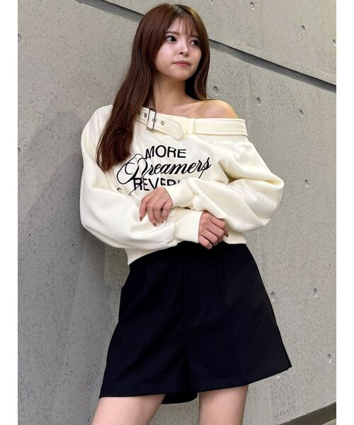 MURUA(ムルーア)の「オフショルスウェットトップス 冬服(スウェット・レディース・グレー/アイボリー/ブラック・FREE)」の8枚目の写真