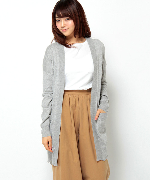 LBC(エルビーシー)の「12G ECNS ロングカーディガン (カーディガン/ボレロ・レディース・ライトグレー/グリーン/ブラック/イエロー・MEDIUM/LARGE)」の3枚目の写真