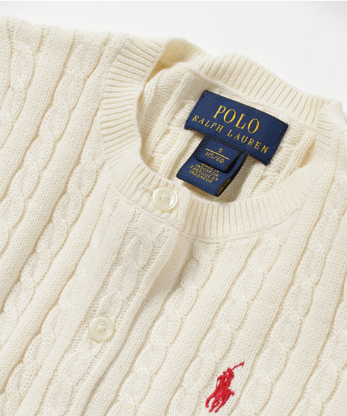 POLO RALPH LAUREN CHILDRENSWEAR(ポロ ラルフ ローレン チルドレンズウェア)の「ミニ ケーブル コットン カーディガン(カーディガン/ボレロ・キッズ・クリーム・6/5)」の3枚目の写真