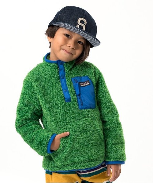 BREEZE（ブリーズ）の「ボアフリースプルオーバー（スウェット・キッズ・イエロー/チャコール/レッド/ブルー/グリーン/キナリ・130/140/100/120/80/90/110/95）」の4枚目の写真