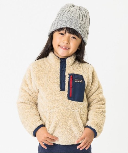 BREEZE（ブリーズ）の「ボアフリースプルオーバー（スウェット・キッズ・イエロー/チャコール/レッド/ブルー/グリーン/キナリ・130/140/100/120/80/90/110/95）」の2枚目の写真