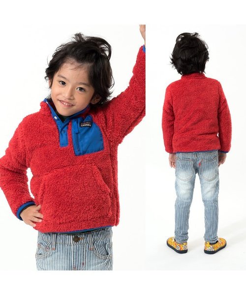 BREEZE（ブリーズ）の「ボアフリースプルオーバー（スウェット・キッズ・イエロー/チャコール/レッド/ブルー/グリーン/キナリ・130/140/100/120/80/90/110/95）」の9枚目の写真