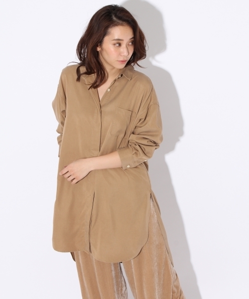 niko and...（ニコアンド）の「テンセルサイドスリットロングシャツ【niko and ...】（シャツ/ブラウス・レディース・キャメル/ブラック/カーキ・FREE）」の15枚目の写真