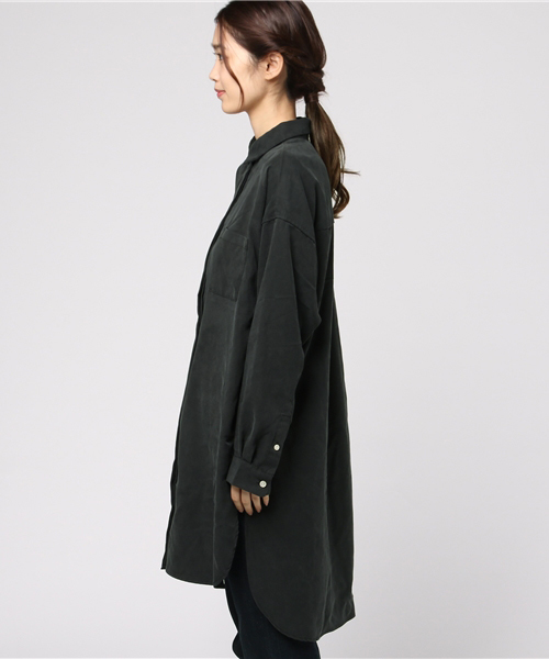 niko and...（ニコアンド）の「テンセルサイドスリットロングシャツ【niko and ...】（シャツ/ブラウス・レディース・キャメル/ブラック/カーキ・FREE）」の5枚目の写真