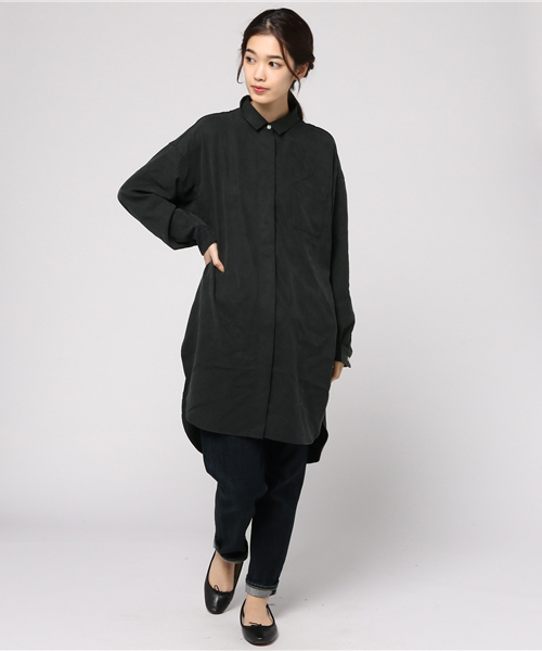 niko and...（ニコアンド）の「テンセルサイドスリットロングシャツ【niko and ...】（シャツ/ブラウス・レディース・キャメル/ブラック/カーキ・FREE）」の7枚目の写真