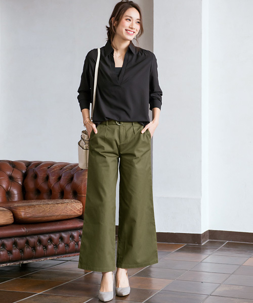 Pierrot（ピエロ）の「ベルト付き ワイドパンツ（その他パンツ・レディース・ベージュ/ブラック/カーキ・L/M）」の5枚目の写真