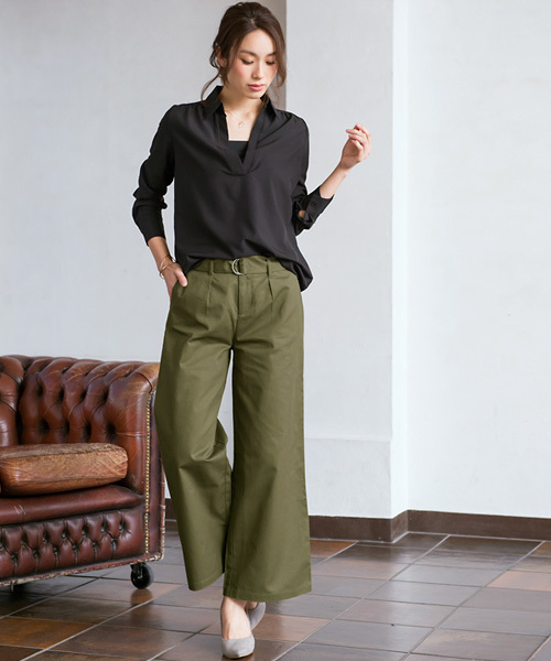 Pierrot（ピエロ）の「ベルト付き ワイドパンツ（その他パンツ・レディース・ベージュ/ブラック/カーキ・L/M）」の7枚目の写真