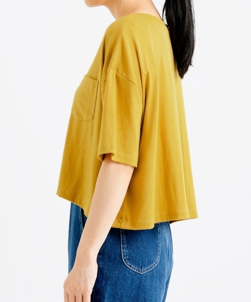 amelier MAJESTIC LEGON（アメリエルマジェスティックレゴン）の「ポケ付ロゴTシャツ（Tシャツ/カットソー・レディース・オフホワイト/グレー/マスタード/パープル・FREE）」の5枚目の写真