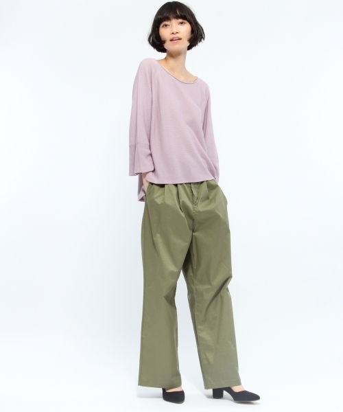 LAKOLE（ラコレ）の「【汗ジミ軽減】ワイドレッグチノパンツ / LAKOLE（チノパンツ・レディース・オリーブ/ベージュ・3/2/4）」の3枚目の写真