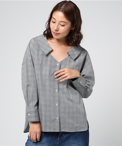 archives（アルシーヴ）の「肩ギャザーシャツ（シャツ/ブラウス・レディース・オフホワイト/ブラック/ベージュ/ホワイト×ブラック・MEDIUM）」の2枚目の写真