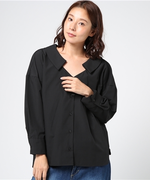 archives（アルシーヴ）の「肩ギャザーシャツ（シャツ/ブラウス・レディース・オフホワイト/ブラック/ベージュ/ホワイト×ブラック・MEDIUM）」の3枚目の写真